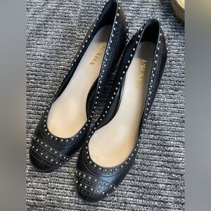 Prada leather studded toe pumps size 39.5